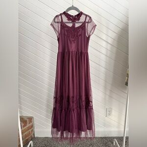 Girls Burgundy Lace Dress Size 7